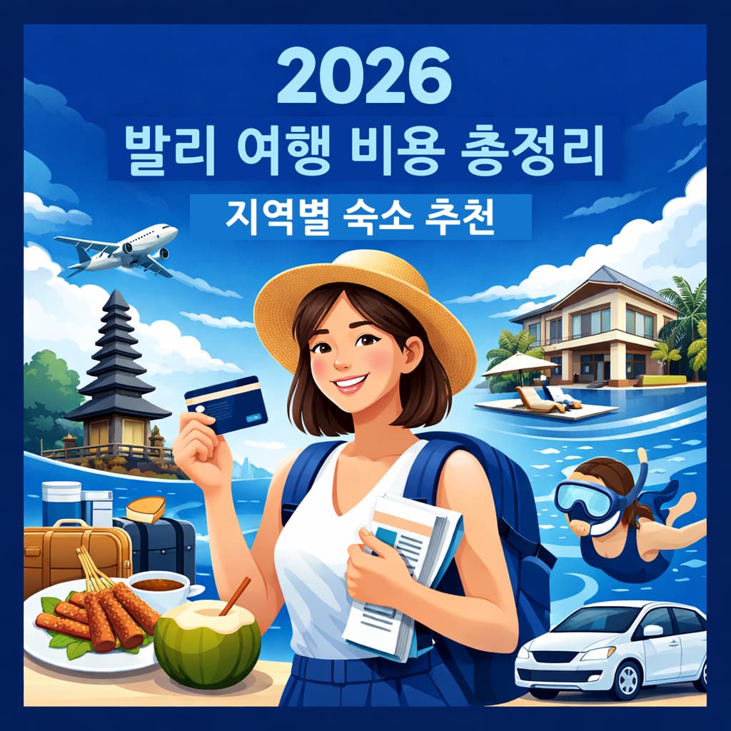 2026 발리 여행 비용 총정리 + 지역별 숙소 추천 인포그래픽